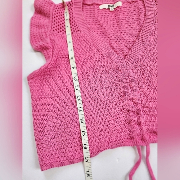🧶Madden NYC Bright Pink Knit Adjustable Flutter Crochet Womens Top, sz XL - Picture 8 of 16